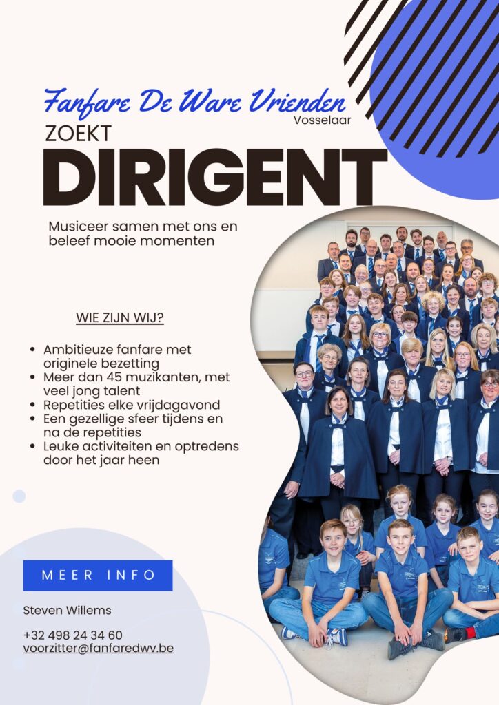 Fanfare De Ware Vrienden Vosselaar zoekt dirigent!